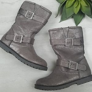 *KIDS* Silver Gray Shimmer Glitter Sparkle Boots 9